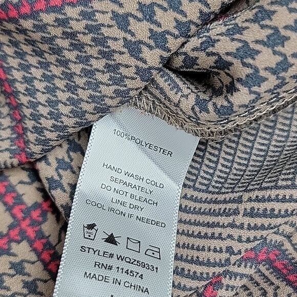 ‎PLEIONE Brown and Red Plaid Blouse [SIZE LARGE] - Picture 8 of 9